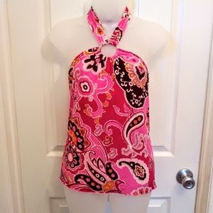 Banana Republic Halter Top Pink Orange Brown White